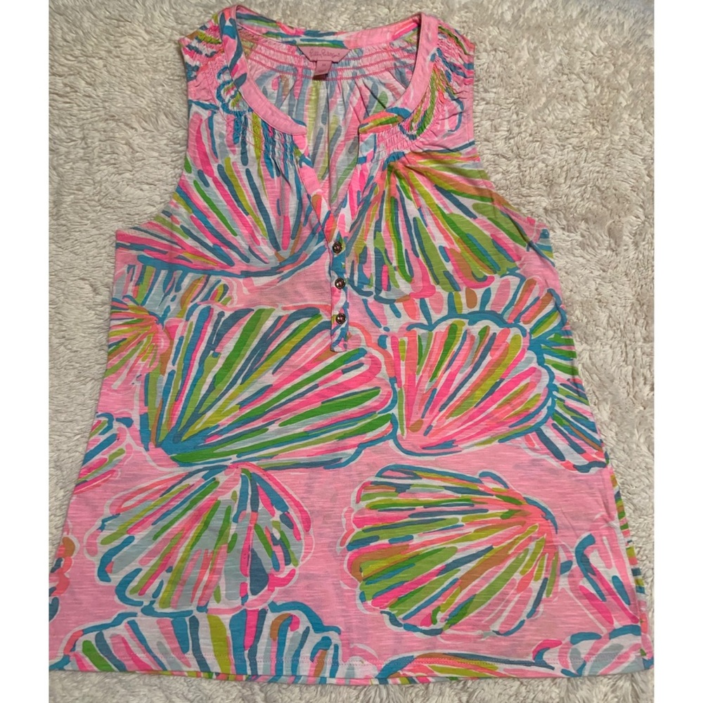 Lilly Pulitzer  Sleeveless  Shellabrate Essie Tank Clam Shell Pink Size Medium